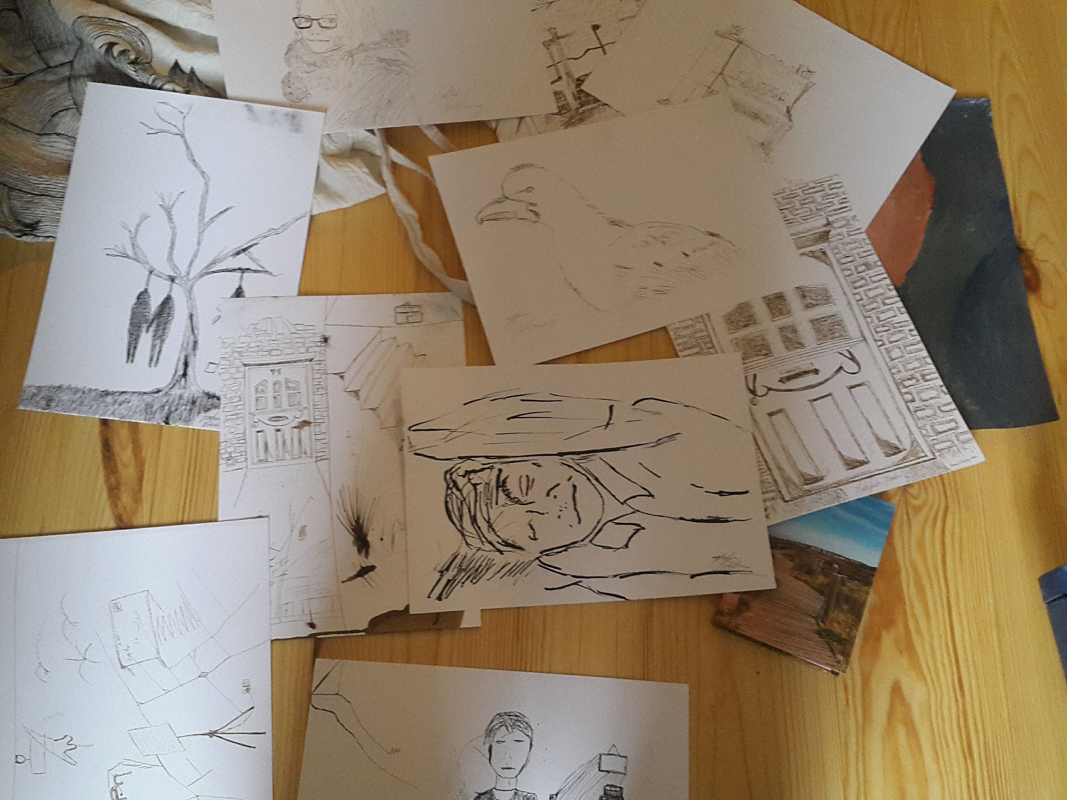 Some drawings I made in Oostende, a few of them from doors or buildings, another from a witch
                                          hanging, inspired by a piece of leon spillaert