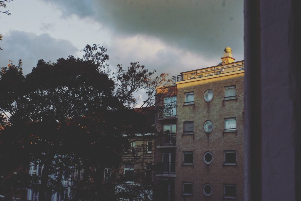 The house in front of the building I was living in. On the left there is a big tree