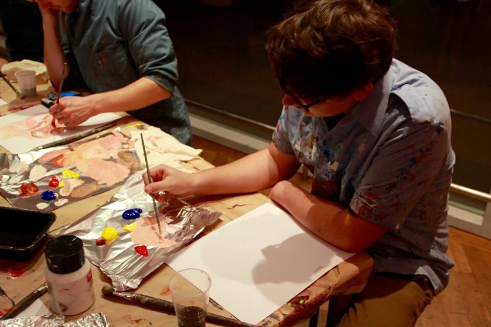 me participating in a painting workshop for rembrandt